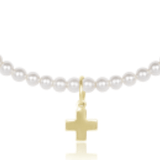 17" Choker Classic Pearl 3mm Bead - Signature Cross Gold Charm - Enewton - Gaines Jewelers