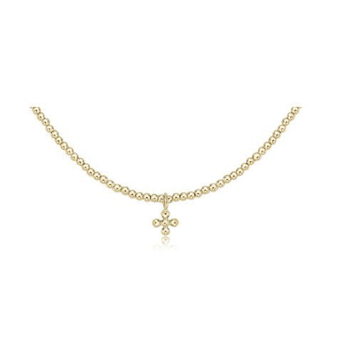 17" Choker Small Signature Cross Charm Classic 2mm Gold Bead - enewton - Gaines Jewelers
