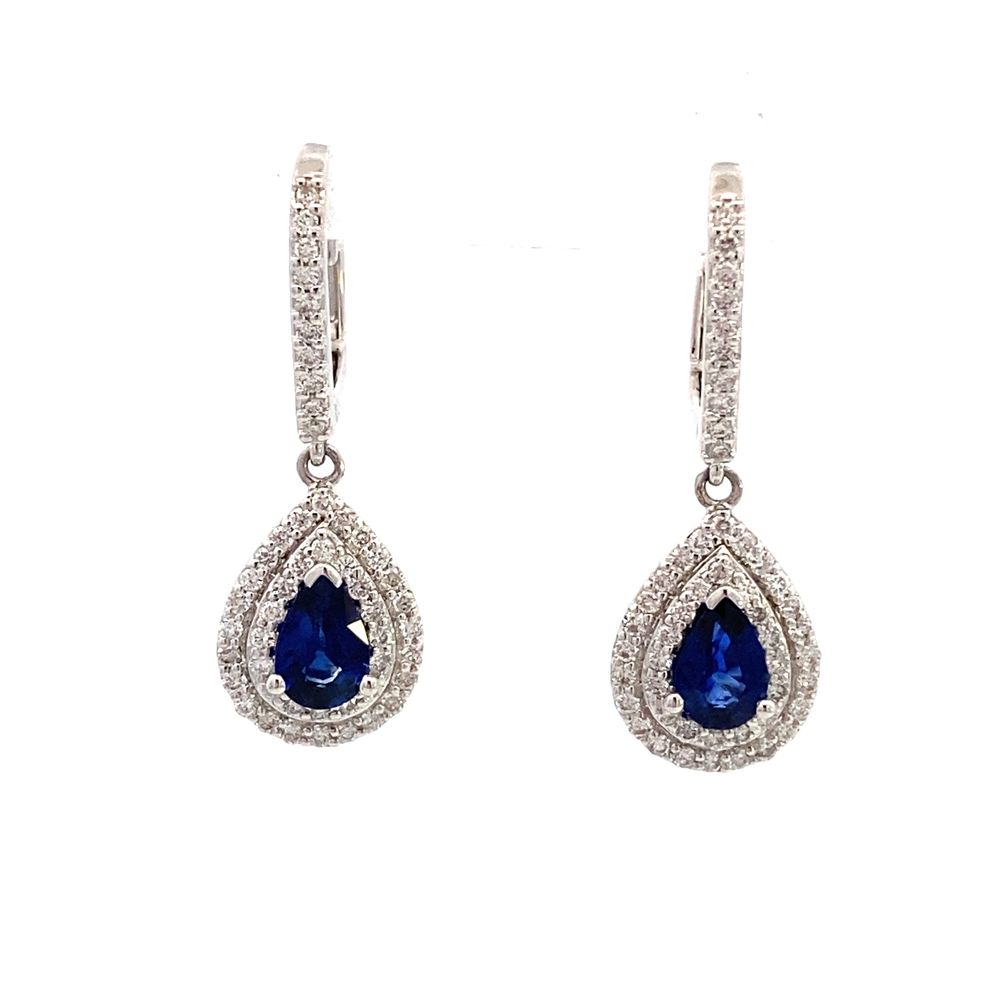 earrings drop dangle sapphire and diamond 18kt white gold