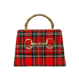 Lisi Lerch - Red Plaid Lulu with Gold Handle - Gold Charms- WS: Rhinestone Oval
