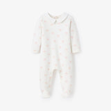 3 - 6M Pink Bow Interlock Peter Pan Collar Jumpsuit - Elegant Baby - Gaines Jewelers