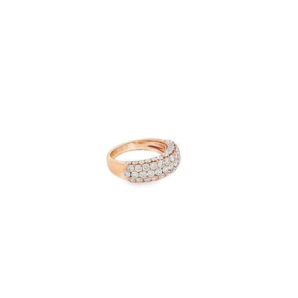 3 row diamond pave domed ring 18kt rose gold - Gaines Jewelers