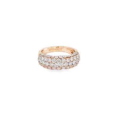 3 row diamond pave domed ring 18kt rose gold - Gaines Jewelers