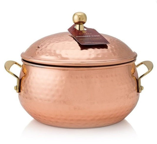 3 - Wick Simmered Cider Poured Candle Copper Pot - Thymes - Gaines Jewelers