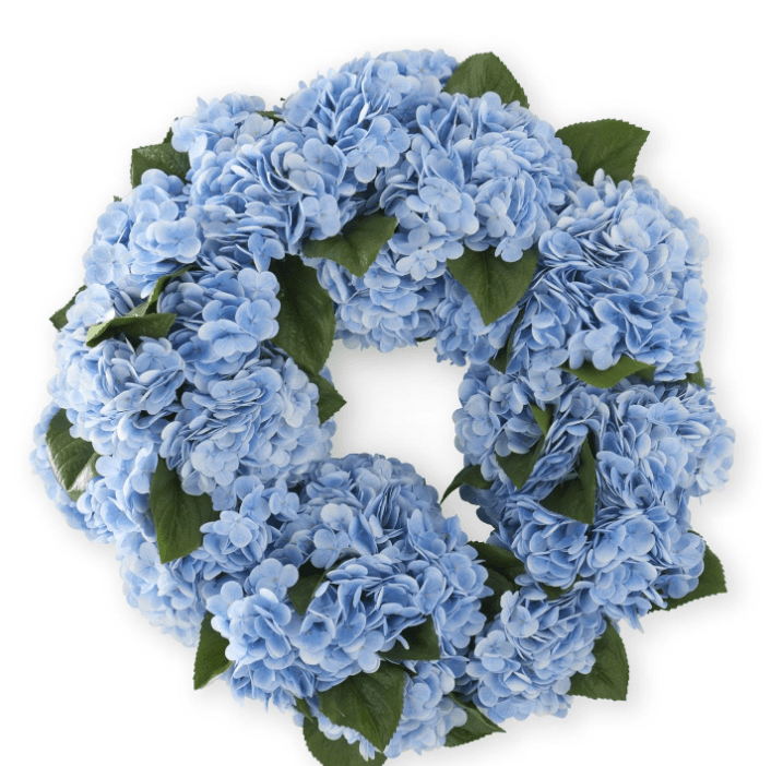 30 Inch Blue Real Touch Hydrangea Wreath - K&K Interiors - Gaines Jewelers