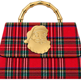 Lisi Lerch - Red Plaid Lulu with Gold Handle - Gold Charms- WS: Rhinestone Oval