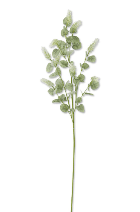 35 Inch Cream Lavender w/Eucalyptus Leaves Stem - K&K Interiors - Gaines Jewelers