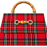 Lisi Lerch - Red Plaid Lulu with Gold Handle - Gold Charms- WS: Rhinestone Oval