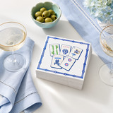 Preppy Mahjong Linen-Feel Lunch Napkins - Maven Home
