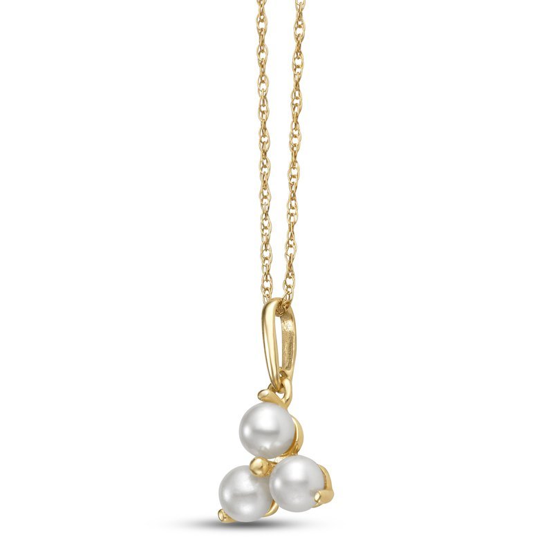 3mm Freshwater Pearl Trio Pendant 14kt Yellow Gold Necklace - Mastoloni - Gaines Jewelers