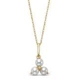 3mm Freshwater Pearl Trio Pendant 14kt Yellow Gold Necklace - Mastoloni - Gaines Jewelers