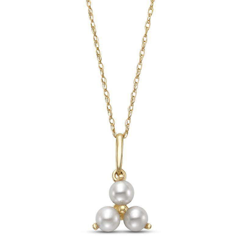 3mm Freshwater Pearl Trio Pendant 14kt Yellow Gold Necklace - Mastoloni - Gaines Jewelers