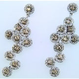 ****Diamond drop earrings with mullti cluster of espresso diamonds with halos 14kt wg by MDJ