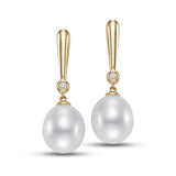 Gold Pearl Point Earrings in 18kt with 7-7.5mm Freshwater Pearls - Mastoloni
