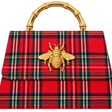 Lisi Lerch - Red Plaid Lulu with Gold Handle - Gold Charms- WS: Rhinestone Oval