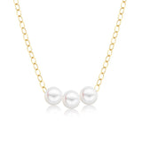4mm starter necklace with 3 pearls in 14kt yellow gold by Juergens & Anderson - Gaines Jewelers