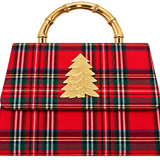 Lisi Lerch - Red Plaid Lulu with Gold Handle - Gold Charms- WS: Rhinestone Oval