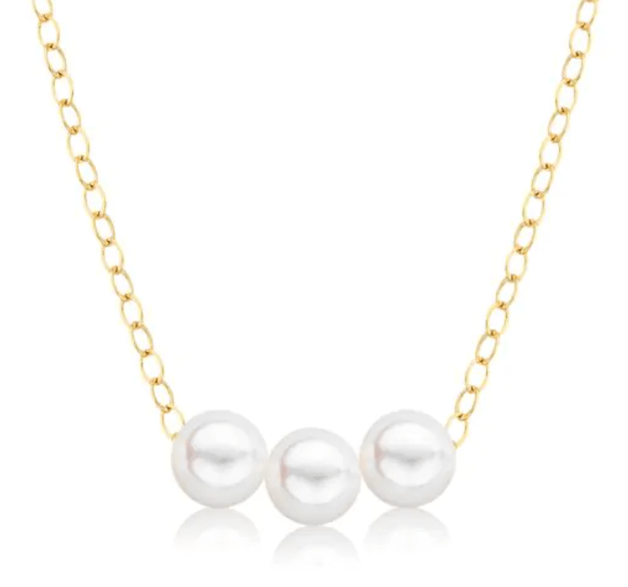 5.5mm starter necklace with 3 pearls in 14kt yellow gold by Juergens & Anderson - Gaines Jewelers
