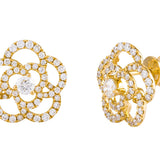 Floral Cluster Stud Diamond Earrings in 14kt Yellow Gold - Sophia