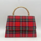 Lisi Lerch - Red Plaid Lulu with Gold Handle - Gold Charms- WS: Rhinestone Oval