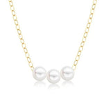 5mm starter necklace with 3 pearls in 14kt yellow gold by Juergens & Anderson - Gaines Jewelers