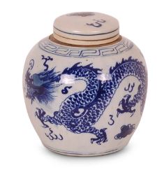 6" Blue and White Dragon Jar - Avala International - Gaines Jewelers