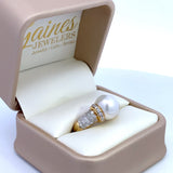 South Sea pearl ring with diamond pave' sides 18kt. yellow gold by Mastoloni