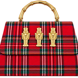 Lisi Lerch - Red Plaid Lulu with Gold Handle - Gold Charms- WS: Rhinestone Oval