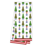 Cotton Tea Towel | Christmas Topiaries - WH Hostess Social Stationery