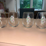 Let’s MAHJ! Stemless Wine Glasses - Set of Four - Mid Mod Design LLC