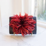 Lisi Lerch - Black Scallop Ruby - Feather Clutch- WS: Red