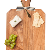 Acacia Heirloom Board with Handle Rectangle with Gold Spreader and Ribbon | 16 x 10" - Maple Leaf