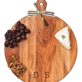 Acacia Heirloom Board with Handle Round with Gold Spreader and Ribbon | 20 x 16" - Maple Leaf