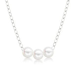 4mm starter necklace with 3 pearls in 14kt white gold by Juergens & Anderson