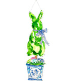 Boxwood Rabbits in Pots PVC Door Hanger - The Round Top