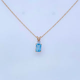 Emerald Cut Aqua and Round Diamond 14k Yellow Gold Pendant - Rego