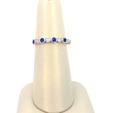 Ring 5 Sapphires and 4 Diamonds Bezels Anniversary Band 14kt White Gold - Nemati