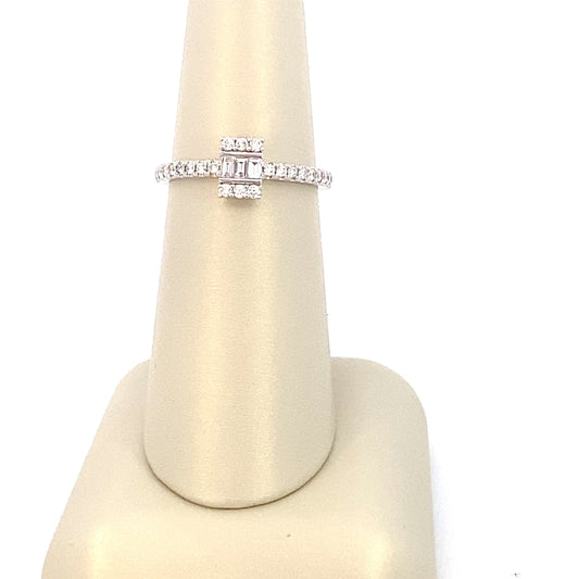 Ring baguette diamond center with diamond shank