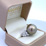 Tahitian pearl ring with diamond sides, 18kt white gold by Mastoloni