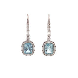 Drop earrings with aquamarine & diamonds 18kt white gold by Yael