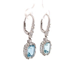 Drop earrings with aquamarine & diamonds 18kt white gold by Yael