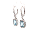 Drop earrings with aquamarine & diamonds 18kt white gold by Yael