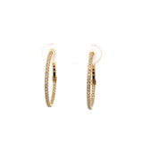 Earrings small diamond hoops set inside-out 1.21ct 14kt yellow gold- Amba Gems