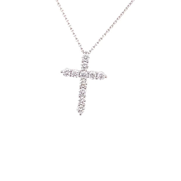 Necklace-diamond cross 11=0.48ct 18kt white gold