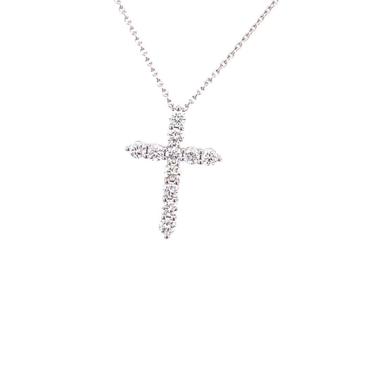 Necklace-diamond cross 11=0.48ct 18kt white gold