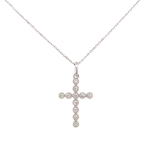 Necklace- Diamond Cross Medium 11=.020ct 14kt White Gold