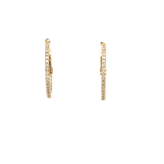 Earrings-14k yellow gold Diamond inside out hoop-thin medium