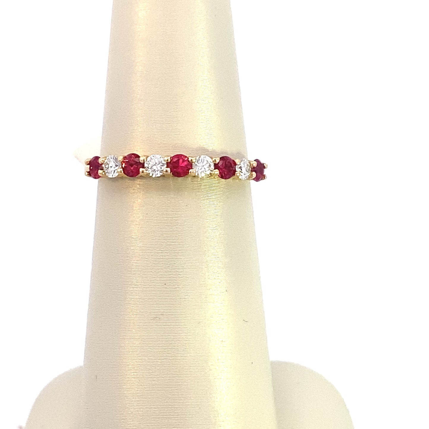 Ring- 5 rubies and 4 diamonds anniversary band 14kt yellow gold