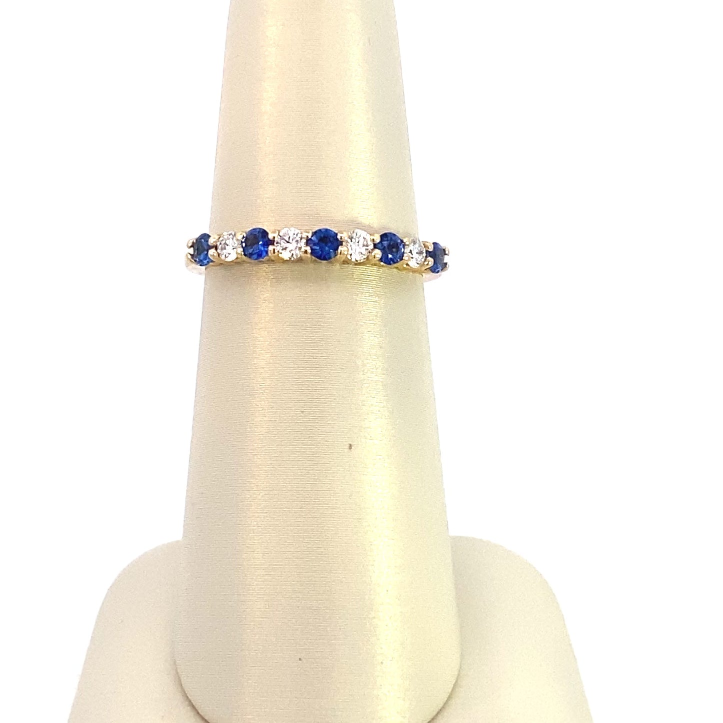 Ring 5 sapphire and 4 diamond anniversary band 14kt yellow gold