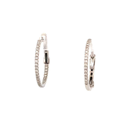 Earrings diamond hoops thin 60=.25ct 14kt white gold